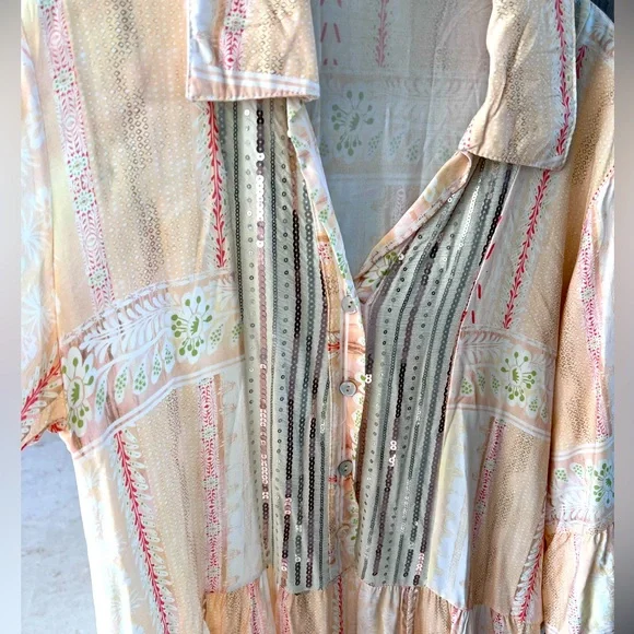 $250 Anthropologie lovers! MADE IN ITALY Boho mini oversized dress S viscose - Picture 7 of 14